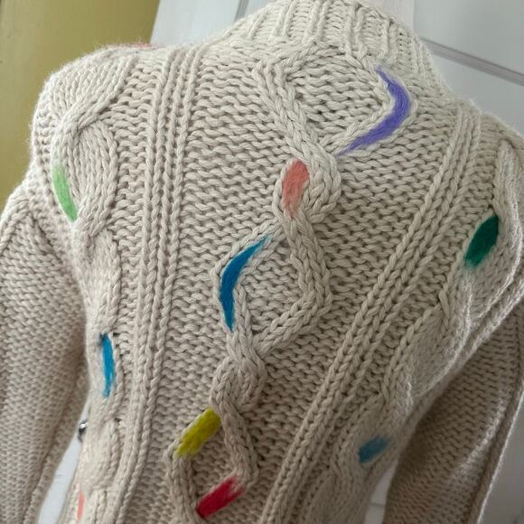 Rosie Assoulin "Brush Stroke" Cream Cable Knit Sweater 100% Baby Alpaca size S - Picture 16 of 16
